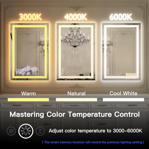 ISKM 32''x36'' LED Mirror for Bathroom Lighted Vanity Mirror for Wall Front Lights + Backlit LED Bathroom Mirror Anti-Fog Tempered Glass ETL Listed