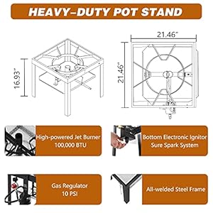 Creole feast sbk1001 100 qt seafood boiling kit with strainer outdoor seafood boil pot and basket with 100000 btus propane burner and 10 psi regulator black silver  urban country home decor