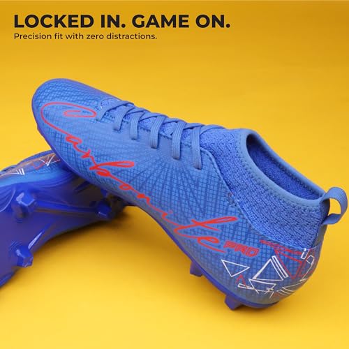 Image of Nivia Carbonite 7.0 pro Football Studs for Men, PVC Synthetic Leather Upper, High Shear Strength TPU Sole, Knitted Collar Rib