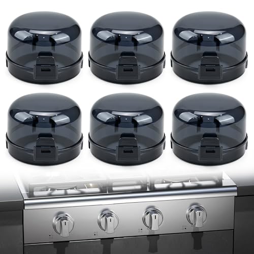6-Pack Stove Knob Safety Covers - Gas Oven Knob Locks for Diameter Under 2.7 inch, Heat Resistant & Adhesive Base (Black)