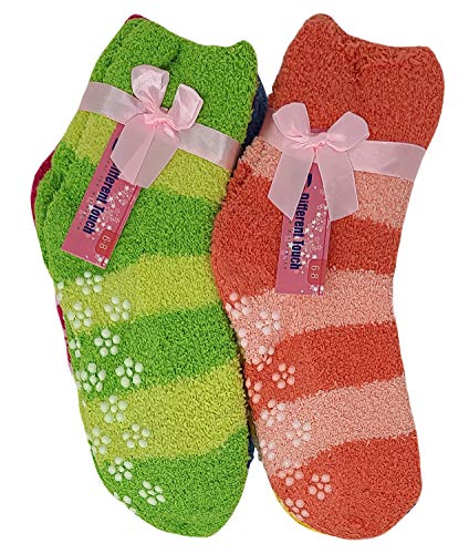 Different Touch 6 Pairs Pack Kids Girls Cozy Fuzzy Soft Anti Skid Slipper Socks3