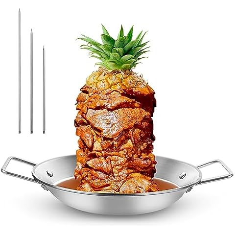 LAIHIFA Pastor Skewer for Grill, Thickened Stainless Steel Vertical Skewer Stand for Tacos Al Pastor, Shawarma, Kebabs with 3 Removable Barbecue Skewers (8", 10" & 12") Fit for Smoker, Grill, Oven Cover