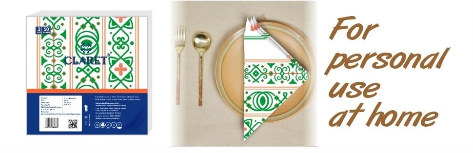 Claret 2-Ply Printed Table Napkins, Multi Design and Colors, 50 Sheets per Pack, 3 Packs, 30x30 cm - Soft, Absorbent, Napkins for Daily Use, Dining, Parties, Events and Special Occasions - Image 6 thumbnail