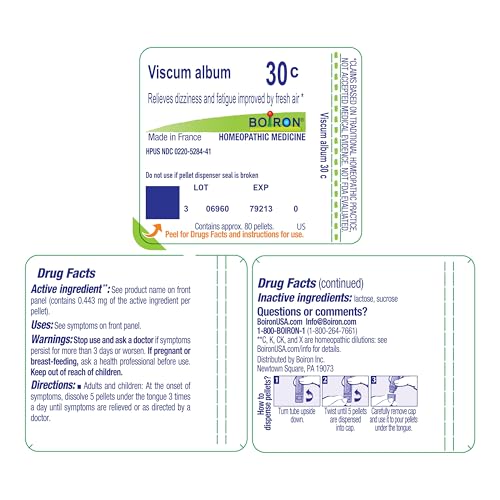 Boiron Viscum Album 30C for Dizziness & Fatigue Improved by Fresh Air - 80 Pellets - image 9