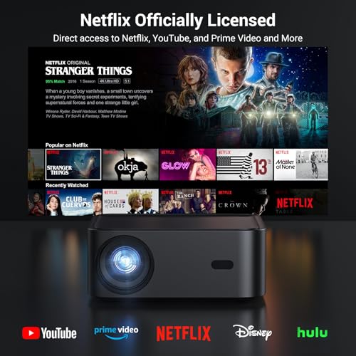 HAPPRUN Official Licensed Netflix 1500 ANSI Smart Projector, HAPPRUN 4K Projector with Wifi and Bluetooth, DoIby Audio,Native1080P,Built-in Apps, ,Electric Focus,Movie Projector for Home Cinema,Outdoor,Indoor の商品画像 1