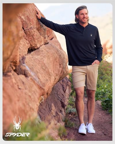 Spyder Mens Thermal Long Sleeve Shirt - Moisture Wicking Henley Shirts for Men with UP 30 Dri Fit Long Sleeve Shirts for Men4