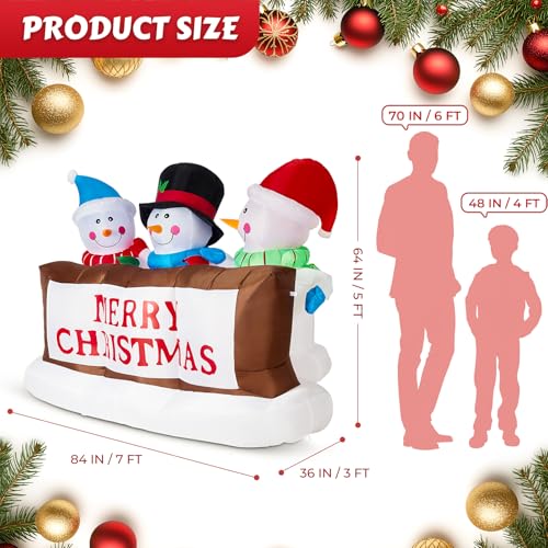 SOLLED 8 FT Christmas Inflatables Snowman, Giant Blow Up Yard Decorations with RGB Rotating Lights, Indoor Outdoor Christmas Decorations for Yard Garden Lawn Xmas