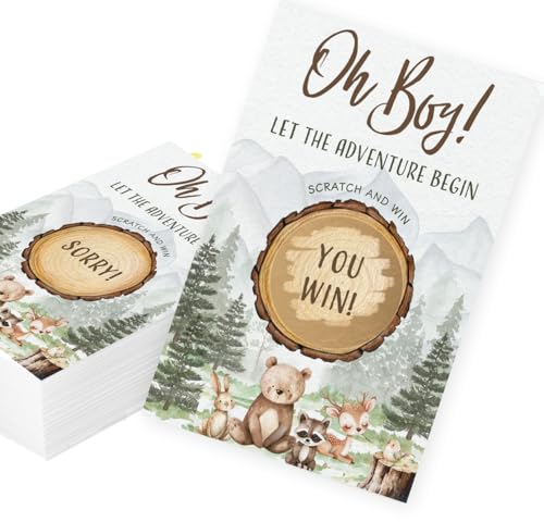 Printed Party Woodland Baby Shower Games – Scratch Off Game with ...
