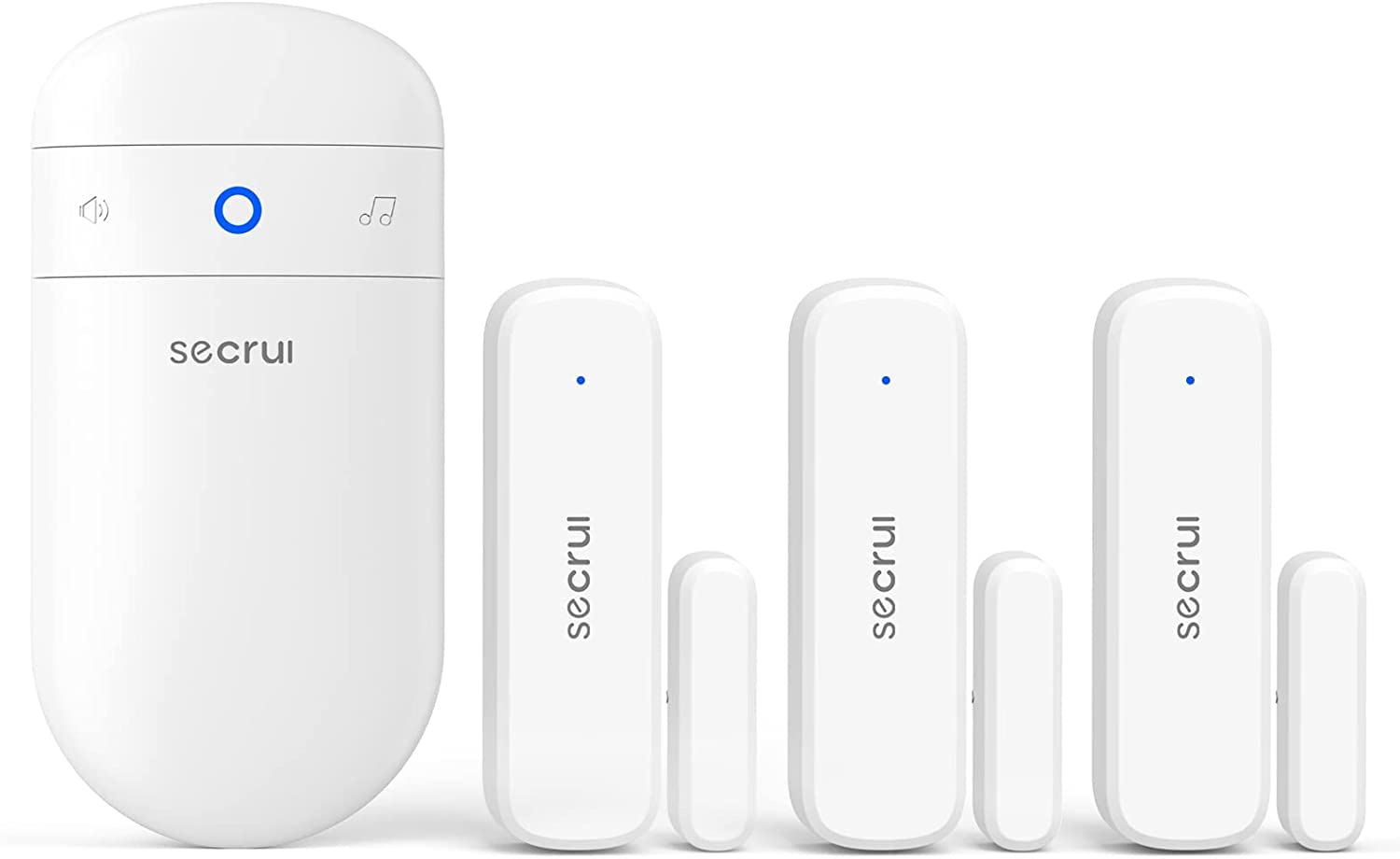 Wireless Door Open Sensor Alarm Chime, 400ft Operating Range 52 Chimes Volume with Mute Mode Led Indicators 1 Plug-in Receiver and 3 Magnetic Door Alarm Sensor for Home Store Office Security-White