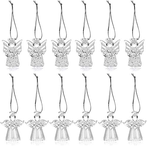 Naler 12 x Engel Weihnachtsanhänger Klares Engelchen Glas Mini...