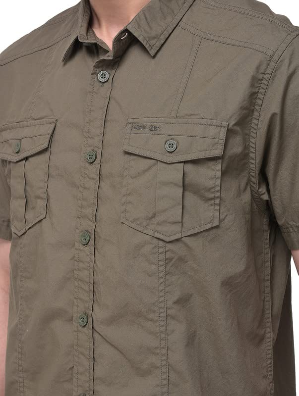 Image of Woodland Mens Cotton Printed Casual Regular Fit Half Sleeves Shirt