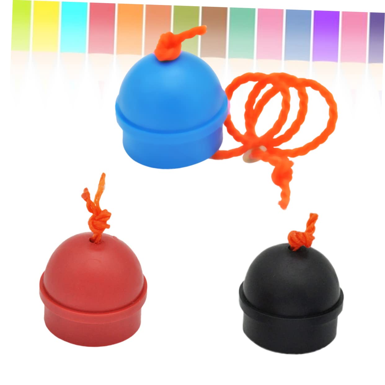 KOMBIUDA 3Pcs Billiards Accessories Chalk Holders Mix Color Rubber Snooker Pool with String Black Red Blue Convenient Retractable Design for Easy Use and Secure Fit