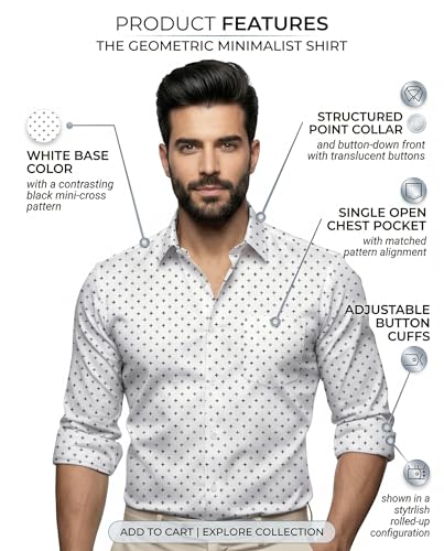 Image of Amazon Brand - INKAST Men's Printed Cotton Shirt | Full Sleeve | Regular Fit | Comfortable Formal Stylish Shirt for Men | Man Shirts for Professional Look