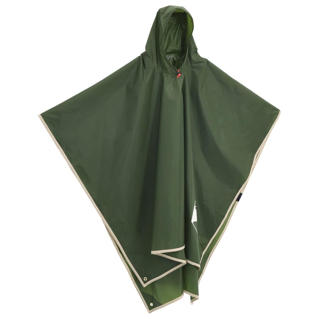 Mangloder Regenponcho mit Kapuze 2-in-1-Design Grün 223x wasserdichter Polyester Campingplane Picknickdecke Zelt Outdoor Wandern Trekking Zubehör