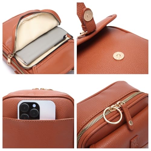 Forcipower Crossbody Leather Bag with 10 Card Slots - Vintage Unisex Messenger Bag, Anti-Theft Casual Phone Purse3