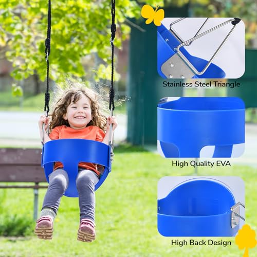 Trekassy Swing Set For Backyard, 440Lbs Heavy Duty A-Frame Metal Swing Stand With 1 Saucer Swing And 1 Toddler Swing thumb #3