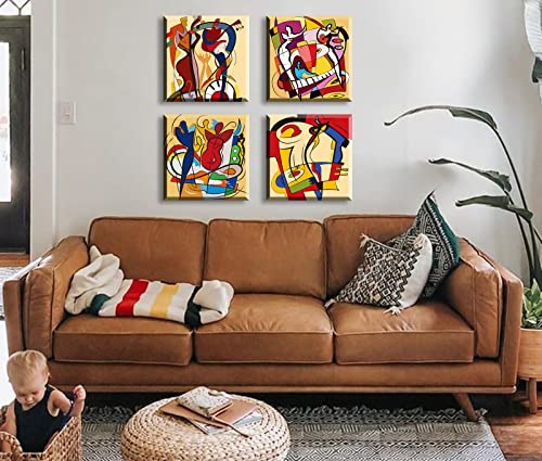 Blinfeiru Colorful Music Graffiti Abstract Canvas Wall Art Modern Home Decor For Bedroom Living Room Contemporary Music Painting Poster Prints Stretched And Framed Ready To Hang 12 Inch X 12 Inch X 4 Inch thumb #2