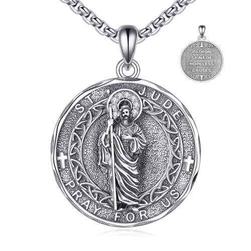Patron Saint Medals Necklace 925 Sterling Silver Amulet Pendant Medallion Medal Jewelry Gifts for Men Women