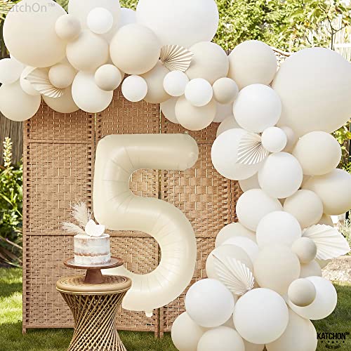 Image of KatchOn Gaint Cream White 5 Balloon Number 40 Inch, 5 Birthday Decorations | 5 Birthday Balloon Decor, 5th Birthday Decorations for Boys, Creme Number 5 Balloon