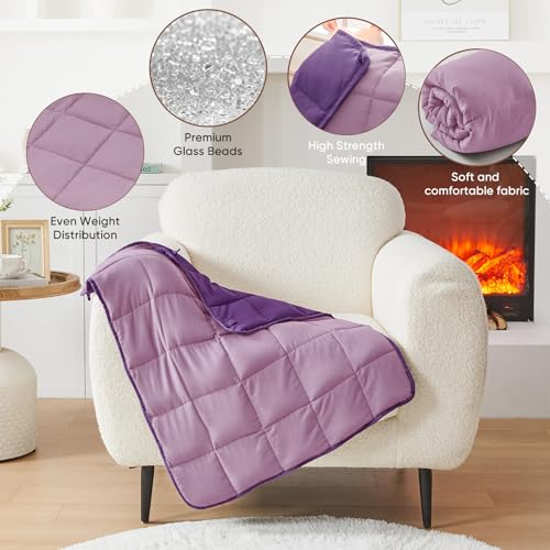 Purple Weighted Lap Blanket for Adults 7lbs, 24"x29" Cooling Heavy Throw Blanket, Portable Travel Weighted Blankets, Soft Small Blankets Gift for Sleeping