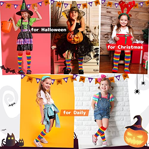 Olreco Toddler Soccer Socks Boys Girls Soccer Socks Kids Knee High Socks for Toddler Girls Toddler Tube Socks with Stripes4