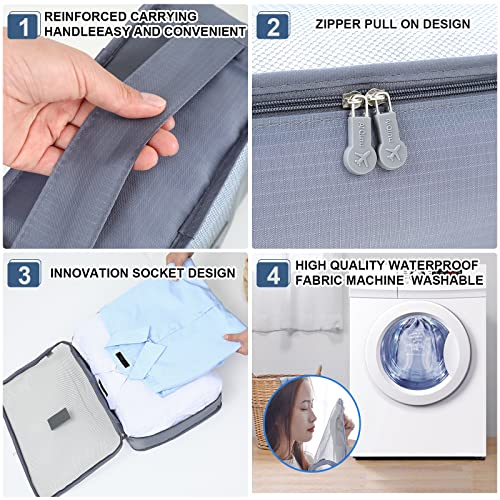 AiQInu Opbergkoffer, 7 stuks, waterdicht, reis-organizer, kubus, organizer, schoenen, bagage, tassen,DonkerGrijs - Image 5