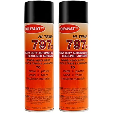Polymat 797x Hi Temp Spray Adhesive Can high Temperature Headliner Glue 220F (2) Cover