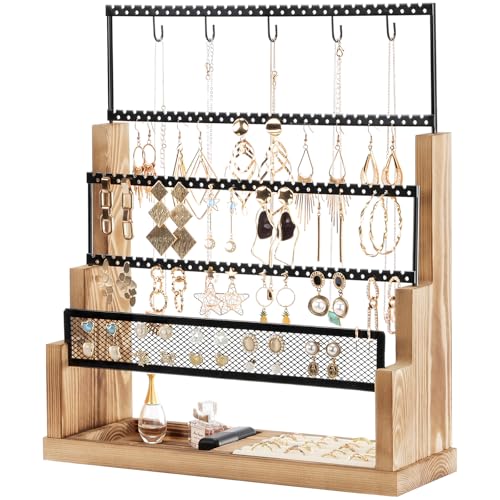 Lolalet イヤリングスタンド ピアススタンド 5段 木製 アクセサリー整理トレイ ディスプレイ収納 女性 店舗用 おしゃれ 贈り物T
