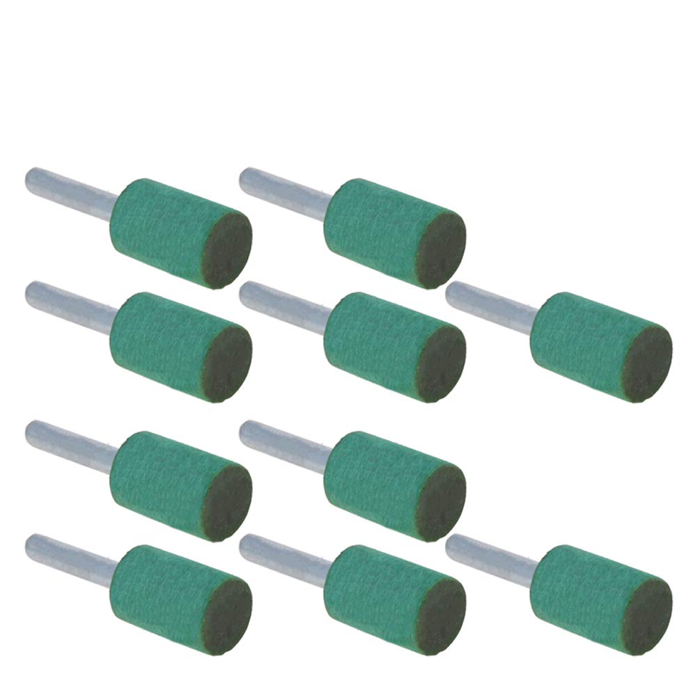 Utoolmart 16mm Rubber Polishing Burrs Bits with 6mm Shank Buffing Wheels for Rotary Cylindrical Tools Green 10 Pcs