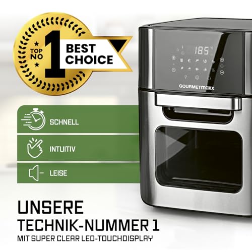 GOURMETmaxx Digitale Heißluftfritteuse 12 L, XXL-Edelstahl-Ofen | Airfryer + Timer, Touchdisplay, Drehspieß | fettarm… – Ansicht 2