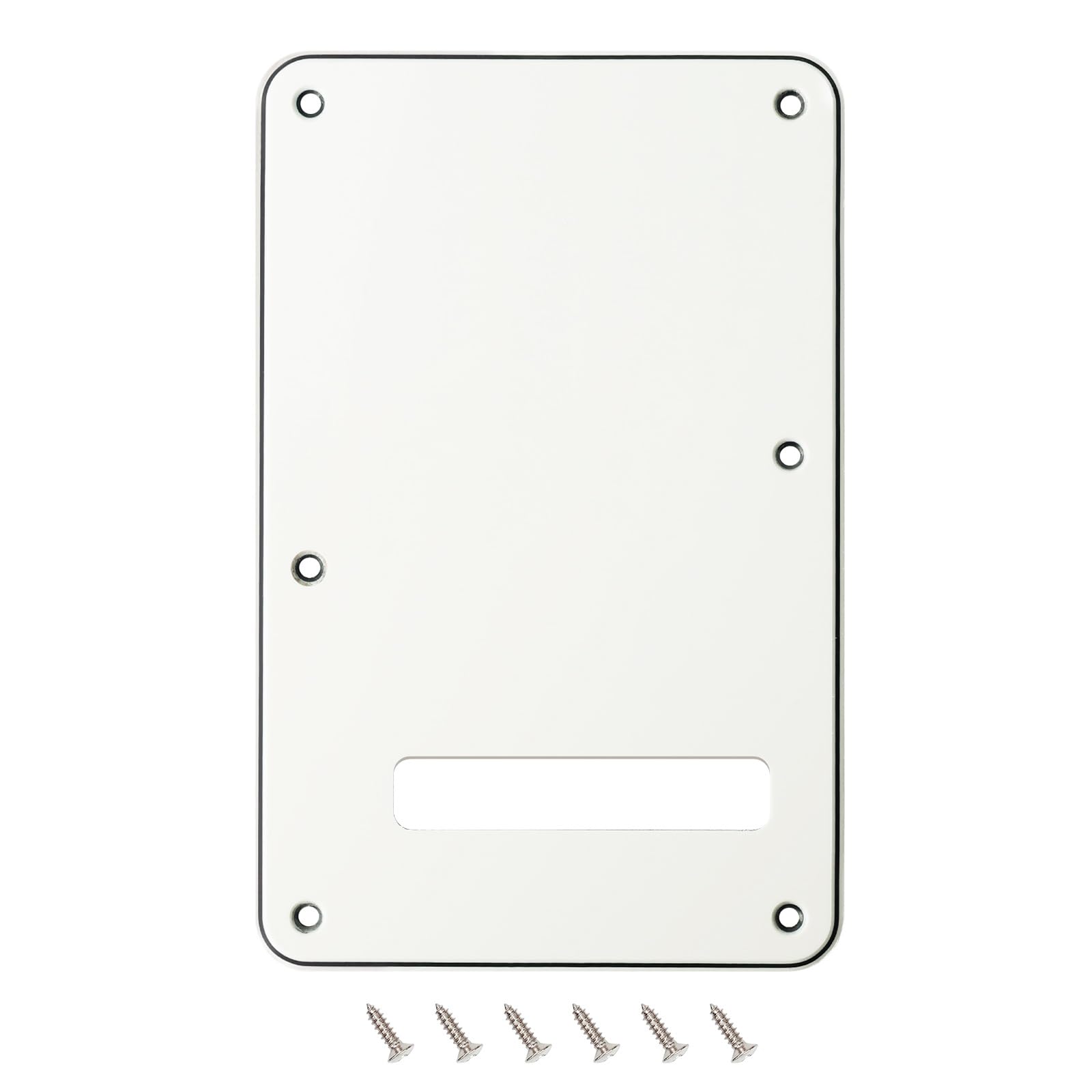 Banworks Electric Guitar 3 Ply Backplate 6-Hole Trem Tremolo Cover for USA/Mexican Standard Strat ST JT/HGB-01 Vintage White