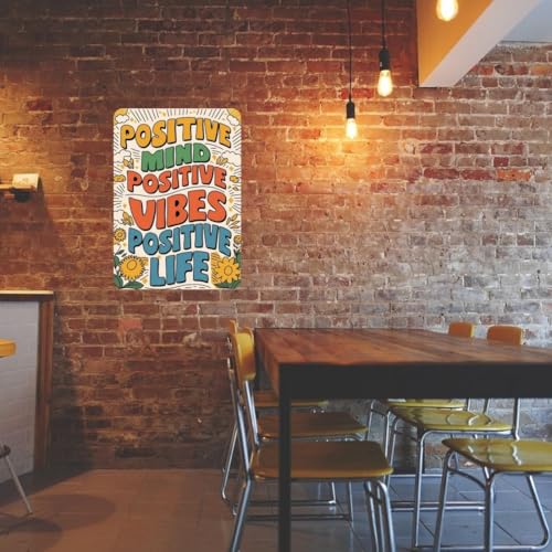 Image of Zesta Bathroom Decor Items Washroom Decor Tin Sign | Aesthetic Posters Wall Poster for Bedroom | Magnetic Cafe Decoration Items / Restaurant Decorations Items | Quirky Home Decor Bar Accent (Positive Mind)