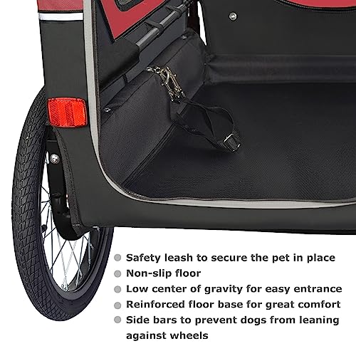 Doggyhut S-Line XL Hundeanhänger & Hundebuggy mit Federung 2 in 1 Hunde Fahrradanhänger Jogger gefedert bis 45 kg (Rot/Schwarz)