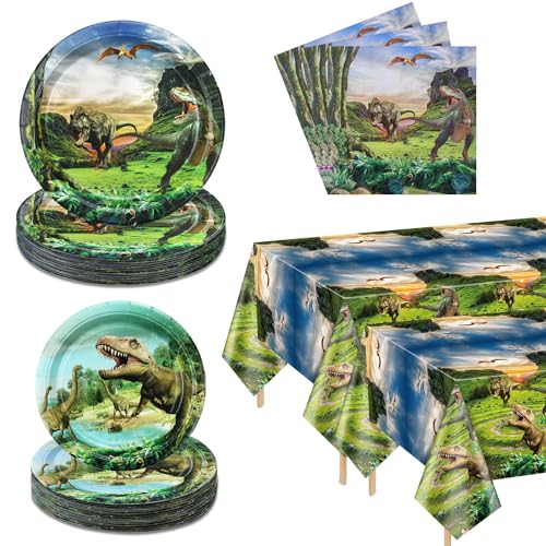 Decoraciones De Cumpleaños De Dinosaurios - Juegos De Vajilla De Dinosaurios, Incluyendo Platos De Dinosaurios, Servilletas, Manteles De Dinosau Decoraciones De Cumpleaños De Dinosaurios - Juegos De Vajilla De Dinosaurios, Incluyendo Platos De Dinosaurios, Servilletas, Manteles De Dinosau
