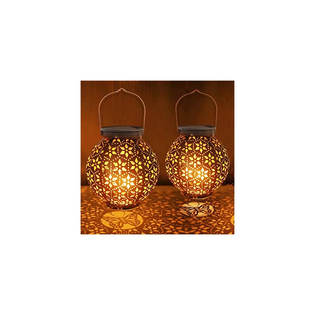 Lightnum-2-Pack-Solar-Lanterns-Outdoor-Waterproof-Hanging-Lantern-Round-Retro-LED-Lights-Solar-Powered-with-Handle-Decorative-Garden-Lights-for-Table-Patio-Yard-Pathway-Walkway