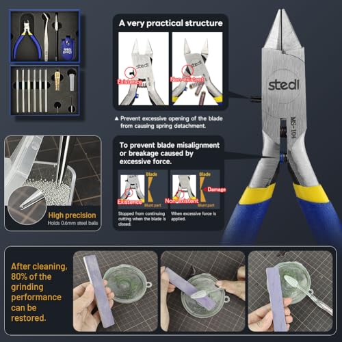 Image of stedi Model Tools Kit for Beginners 14 PCS, Modeler Professional Basic Tools Craft Set Hobby Making Tools for Gundam, Miniature Military Model, 3D Resin Parts