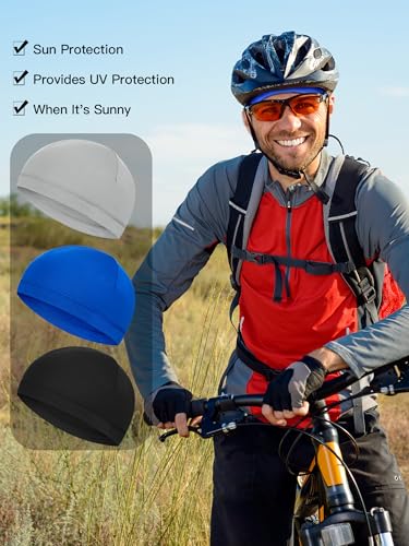 Image of Boao 6 Pieces Cooling Skull Caps Helmet Hard Hat Liner Sweat Wicking Running Beanie Cycling for Men Women