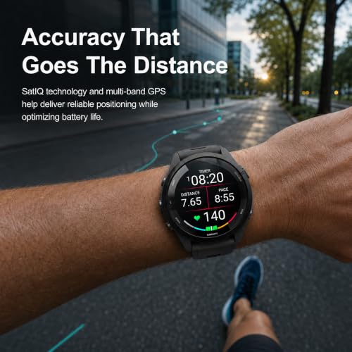 Garmin Forerunner 265 Running GPS Smartwatch, AMOLED Display, 46mm, Black/Powder Gray, 010-02810-00 - Bundle w/Deco Essentials Charging Dock, Dust Cover and USB-C Cable