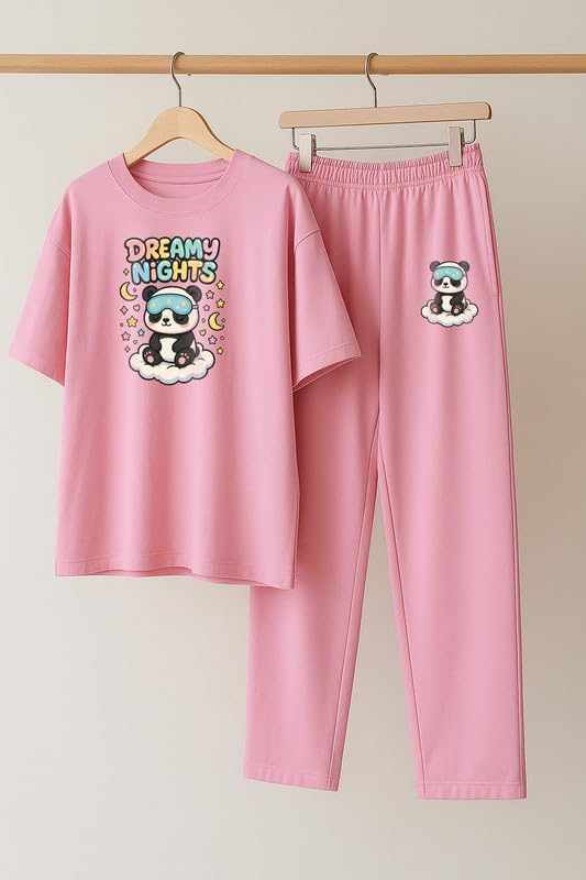 Image of My Swag Womens Cotton Night Suit | T-Shirt and Lower | Summer and Winter Sleepwear
