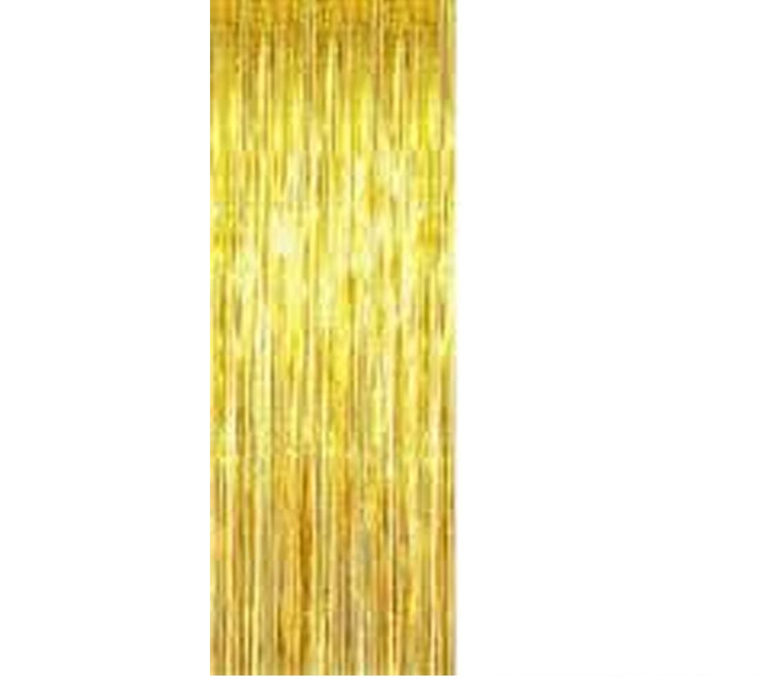 SOI Metallic Tinsel Fringe Big Size Curtains for Birthday, Anniversaries, Graduation, Retirement, Baby Shower Decoration (Pack of 2) (Silver Gold) | Fringe Curtains for Decoration 1