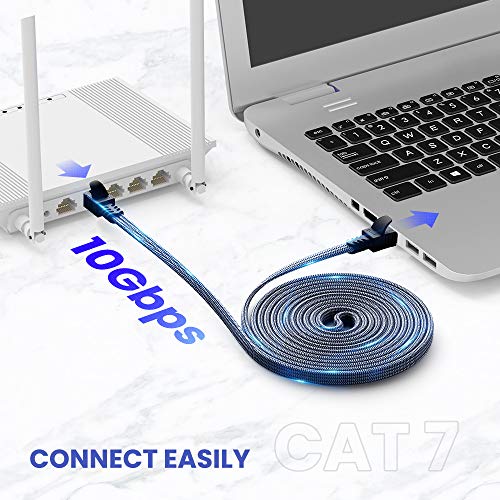 6.6FT/2M Shielded Cat 7 Ethernet Cable,Snowkids Professional Gold-Plated RJ45 Network Flat Cable, for Network Switches, Routers, PS4,Hubs and Other, Backward Compatible with Cat6/Cat 5e/Cat 5