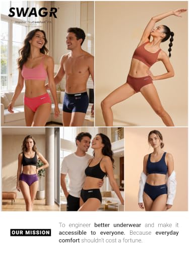 Image of SWAGR 5 Pack Women's High Coverage Super Combed Cotton Hipster Panty Set | Powered by ZincShield Anti-Bacterial Tech | BreatheSoft Fabric | MarkFree Waistband | SOXCO Style HP06