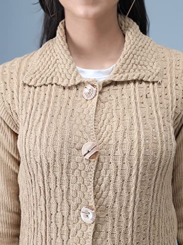 Image of eKools Women Wool Blend Banded Collar Cardigan