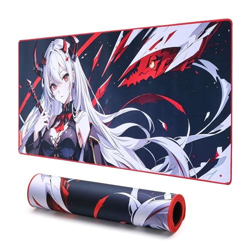 Redragon EISA P047S Anime Gaming Mouse Pad - Smooth Lycra Surface, Anti-Slip Rubber Base, Spill-Resistant, Durable 5mm Thick Design, 13 x 10 inches, Black