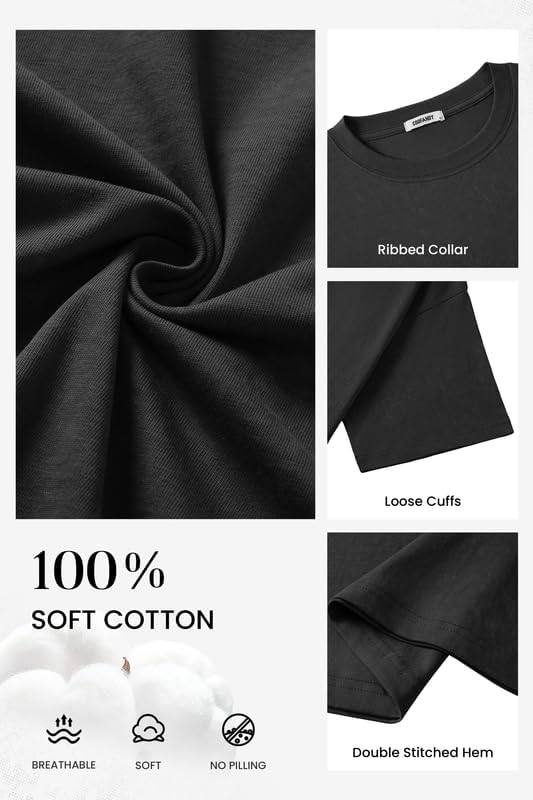 COOFANDY Men's Cotton T-Shirts Oversized Shirt Short Sleeves Streetwear Loose Fit Summer Tee Tops Washed Basic Unisex Shirts - Image 5