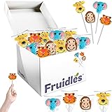 Zoo Animal Lollipops Suckers, Fat-Free, Individually Wrapped with Sticks (12-Pack)