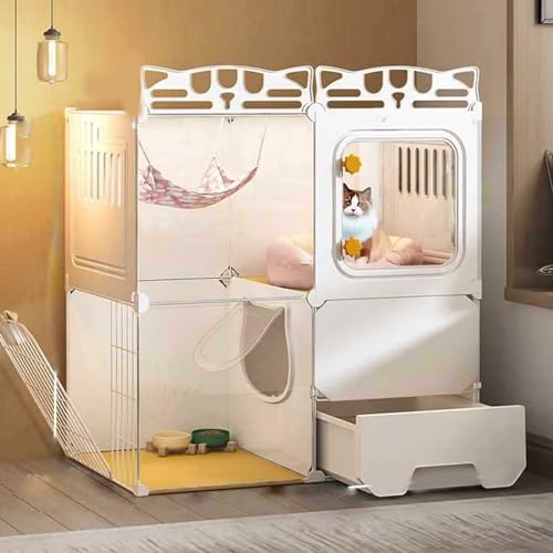 Enclos pour chat avec litière intégrée grande cage villa modulable B