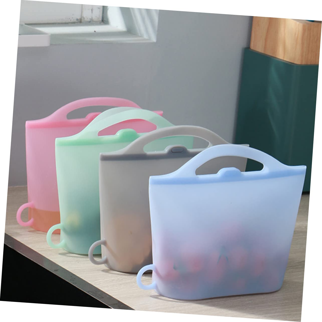 ABOOFAN Bolsas de Silicona para Almacenar Alimentos Reutilizables, Capacidad 1000ml, 4 Piezas, Resistentes al Frío y Calor, Aptas para Congelador y Conservación