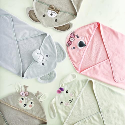 Image of Stephan Baby Hooded Towel - 100% Cotton with Fun Animal Design for Infants and Toddlers, 31 inch Square, Flamingo
