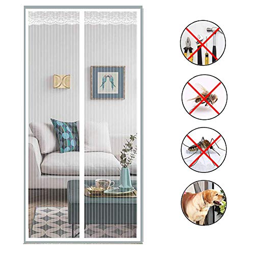 Preisvergleich Produktbild SODKK insektenschutz balkontür 120x205cm Automatisches Schließen Insektenschutz für, mit Heavy Duty Mesh faltbar, Luft kann frei strömen, für Flure / Türen - Weiß B